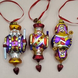 Vintage Rare Department 56 Colorful Glass King and Queen Ornaments Set Of 3 ❤️